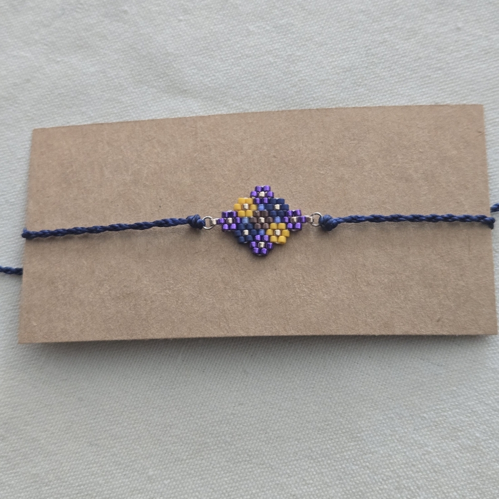 020 New Sage Bohème Handmade Beaded Bracelet in Blue and Purple